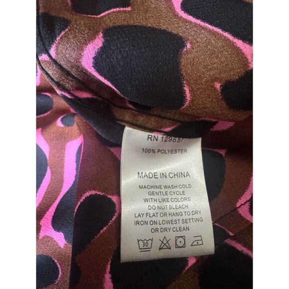 The Shirt (Rochelle Behrens) | Brown + Pink Long Sleeve Bow Blouse | Size Large - Picture 5 of 5